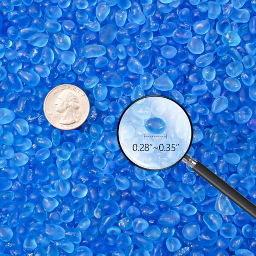 Keedolla 0.5 Lb Blue Glass Aquarium Rocks Fish Tank Gravel Bulk Polished, 6-9mm Frosted Sea Glass Stones Marbles for Aquarium Decor Rocks, Vase Fillers, DIY Crafts - color: Sea Blue, size: 0.5 LB