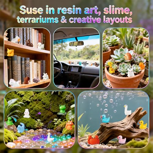Miniature Resin Animal Figures - 40 Styles Tiny Collectible Animals for Fairy Garden, DIY Landscape, Terrain Building, Home Decor, Desk Display and Aquarium Models (Animal Mix)