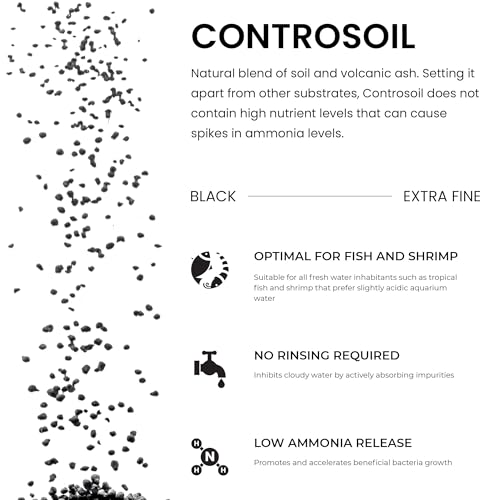 Ultum Nature Systems Controsoil - Freshwater Aqua Soil Substrate for Fish, Shrimp, Live Plant Propagation and Aquascaping - 6.8pH Low Ammonia, Volcanic Ash - Black, Extra Fine (3 Liter) - color: Black - Extra Fine, size: 3 Liters (2.7 kg)
