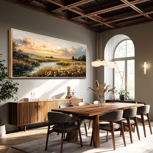 FUHAIHUA Wood Framed Canvas Wall Art For Living Room Large Wall Decor For Office Bedroom Decorations Sunset Landscape Pictures Farmhouse Painting Artwork Room Wall Mural Aesthetic Home Decor 32x72 In - color: Sunset Landscape Wood Framed, size: 72"L x 32"