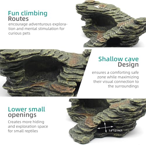 relaqcc Turtle Basking Platform Shale Scape Step Ledge, Reptile Ladder Resting Terrace Aquarium Decor, Great for Reptiles, Amphibians, Frogs, Small Turtle - style: Type-A