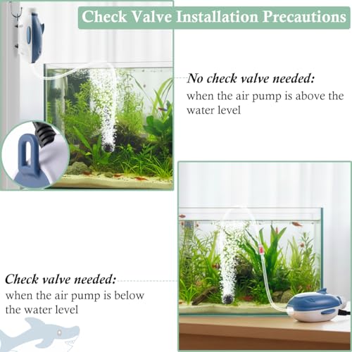 Dirvin 2W Silent Aquarium Air Pump -45GPH Small Fish Tank Bubbler, Adjustable Aquarium Aerator with Accessories for 5-20 Gallon Fish Tank