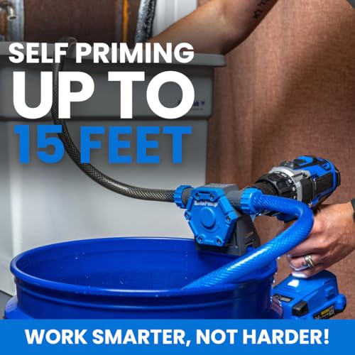 RotoPump Water Pump Self Priming 12.5 Gallons Per Minute. Lightweight and Portable. Siphon Standing Water in Tubs, Sinks, Showers, Boats, Aquariums, Water Heaters and more