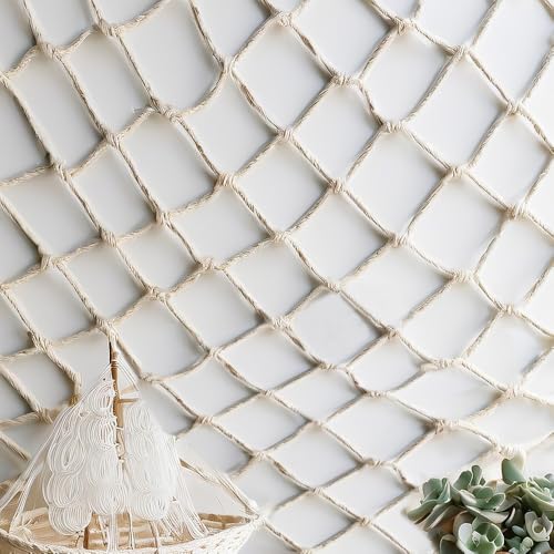 1Pc White Natural Cotton Fish Net Decor, Halloween Gag Party Essential! Nautical Pirate Underwater Ocean Beach Style, Perfect for Spooky Decor, Costume Props and Themed Events