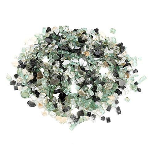 Stanbroil 10-Pound Blended Fire Glass - 1/4 inch Reflective Tempered Fire Glass Blended Onyx Black, Platinum, Light Green Reflective for Indoor and Outdoor Gas Fire Pits and Fireplaces - color: Onyx Black, Platinum, Light Green, size: 1/4"