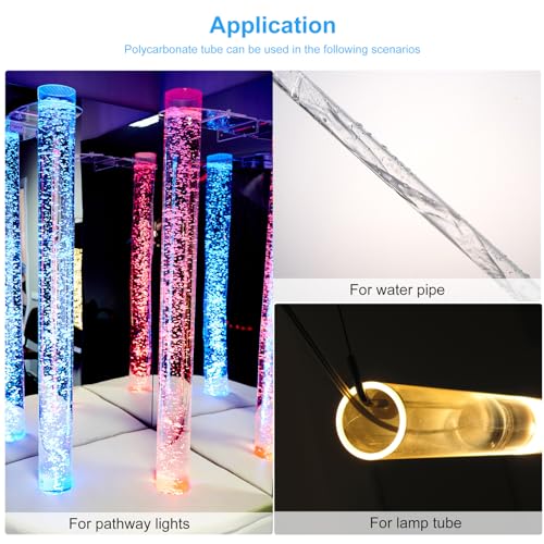 MECCANIXITY Plastic Pipe Rigid Polycarbonate Round Tube Clear 1/4"(6mm) ID 5/16"(8mm) OD 14"(350mm) High Impact for Lighting, Models, Water Plumbing - size: 1/4"IDx5/16"ODx14"