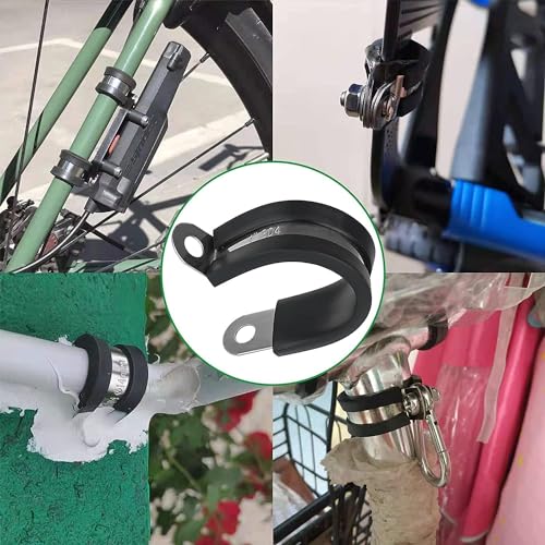 OURU 100PCS Cable Clamps 1/8 Inch 304 Stainless Steel Cable Clamps Rubber Coated Cushioned Insulated Cable Clamp,Automotive Wire Clamps,Pipe Clamps,Metal Clamp for Tube,Wire Cord Installation(3mm) - size: 100 PCS - 1/8 Inch