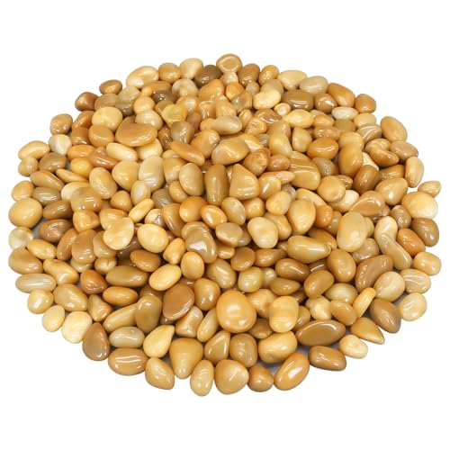 Fish Tank Rocks,Virekm River Rocks, Decorative Ornamental Pebbles Garden Landscaping Stones Gravel Filler for Home Decoration Flower Bed Fish Tank Plants Vases Succulents - color: yellow, size: 10 Pounds