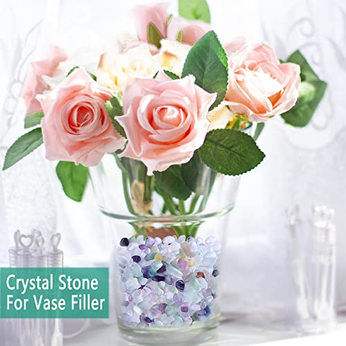 MAIBAOTA Natural Multicolor Fluorite Crystal Quartz Rocks Chips Vase Filler Rocks for Succulent Plant Small Fish Tank Aquarium Gravel Decorative Pebbles Stones(200 gram) - color: Multicolor-fluorite, size: 0.45 Pound