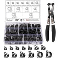 Toolwiz 120Pcs 6-25mm Spring Band Hose Clamp Assortment with Swivel Clamp Pliers, Constant Tension Radiator Hose Clamps, Black Hose Clips for Fuel Line, Silicone Vacuum Hose, Air Tube, Water Pipe - style: 120Pcs Spring Clamps with Plier