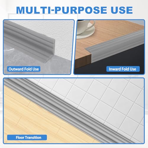 Wall Corner Protector Peel and Stick Corner Trim Molding Flexible Inside & Outside Wall Edge Guard Self Adhesive Moulding Trim for Edge Use, Gray, 0.8” W x 20’ L - color: Gray, size: 0.8 In x 20 Ft