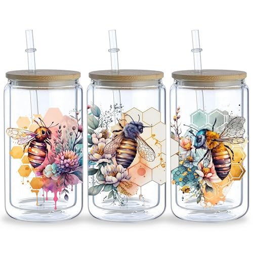 5 Sheets Flower UV DTF Transfer Stickers, for Glass Tumbler, Waterproof Decals, Plastic Adhesive Label for Bottles and Cups Decor (Style2-5 Sheet) - color: Style2-5 Sheet