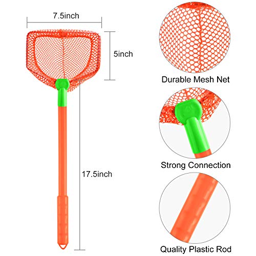 Coopay 2 Pieces Butterflies Fishing Net Catching Bug Floating Bait Beach Nets for Outdoor Playing - color: Rose Red + Orange