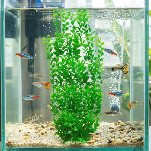 Tall Green Round Leaves Aquarium Décor Plastic Plants Extra Large 22 Inches 6513