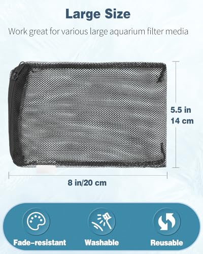 Pawfly 8 Pack Aquarium Filter Media Bags, Fish Tank Fine Mesh Bag with Plastic Zipper Aquarium Mesh Bag for Activated Carbon, Bio Filter Balls, Filter Stones, Ceramic Rings (8" x 5.5") - size: 8" x 5.5"