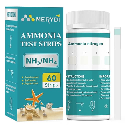 Ammonia Test Strips,60 Strips Aquarium Test Kit for Fish Tanks & Ponds, Quick & Accurate Freshwater Saltwater Testing Strips - color: ammonia test strips
