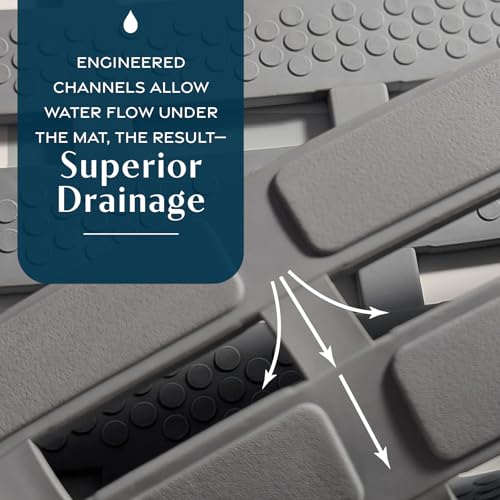 SlipX Solutions Weighted Non Slip Bath Mat for Textured Tub & Shower Surfaces, Patent Pending, Anti Slip Bathtub Safety Without Suction Cups, Doesn’t Float, Works on Tile & Stone 31” x 15”, Gray - color: Gray