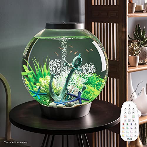 biOrb Classic 60 Acrylic 16-Gallon Aquarium with Multi-Color Remote-Controlled LED Lights Modern Tank for Tabletop Display, Black - color: Black, size: 16 Gallon, style: MCR Lighting