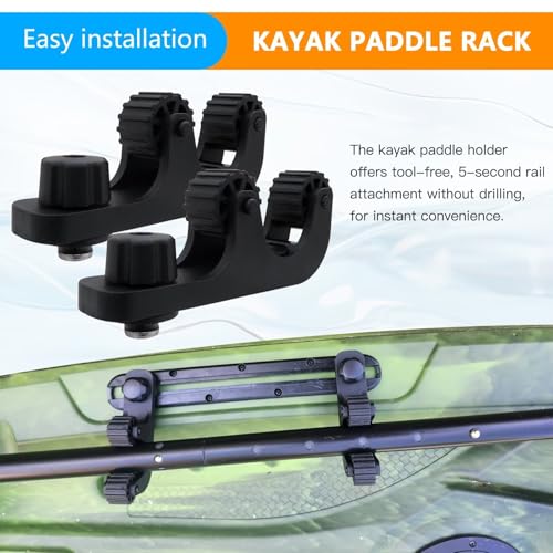 Upgraded Kayak Paddle Holder, Save Kayak Track Space, Kayak Fishing Net Holder, Fishing Poles Holder Fit for Fishing Kayak, Kayak Track Mount Accessories NEW