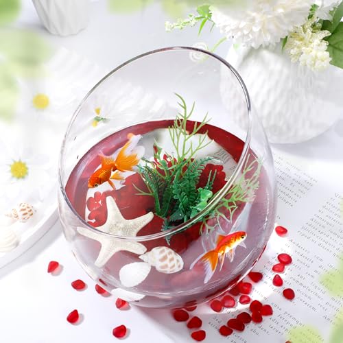 SUREAM Gravel for Fish Tank, 0.8 LB Glass Rocks for Vases, Fish Tank Stones for Vases Fillers, Garden, Aquarium, Succulent Plants, Christmas Decoration(Red) - color: Red