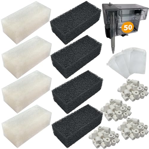 4 Set of Three-Stage Filtration Tank Filter Maintenance Kit, Replacement for AquaClear 50/200 50-Gallon Power Filter, Fish Tank Filter for 20- to 50-Gallon Aquariums - size: for 50 Power Filter
