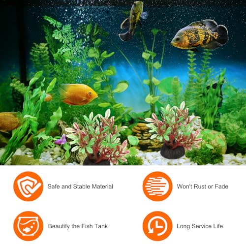 uxcell Aquarium Artificial Plants, 40 Pcs Fish Tank Plants Decorations Accessories Aquatic Ornaments Decor Water Grass, Red-Green (Four Grass) - color: Red-green