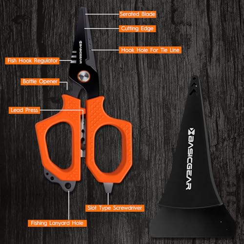 Fishing Fillet Knife and Multi-Tool Scissors Set – 7” 440C Stainless Steel Fillet Knife with Non-Stick Blade, Multi-Tool Scissors with Serrated Blades, Rust-Resistant