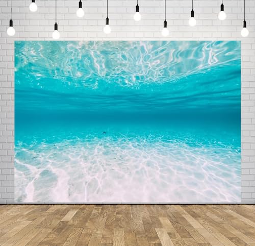 BELECO 7x5ft Fabric Underwater Backdrop Blue Deep Sea Ocean Waves Seabed Sand Sunlight Rays, Under The Sea Background Aquarium Backdrop Undersea Party Decorations Baby Shower Birthday Photo Prop