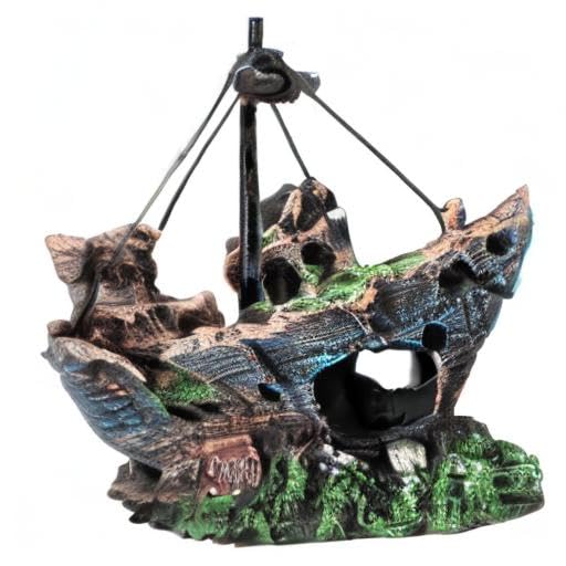 Raeasily Fish Tank Decoration Aquarium Accessories,Shipwreck Decor,Resin Material Sunken Ship Decorations for Fish Favors, Multi, 10 * 10