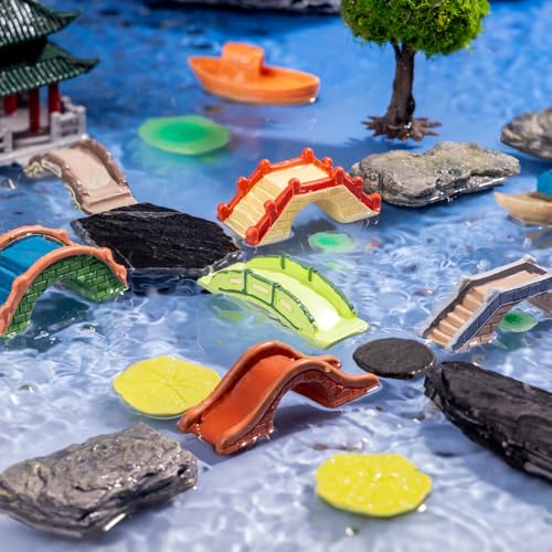 2 Pcs Mini Resin Arch Bridge Figurines - Chinese Style Semicircular Bridges for Fairy Garden Accessories, DIY Moss Landscapes, Dollhouse & Micro Landscape Décor, Fish Tank & Home Decorations