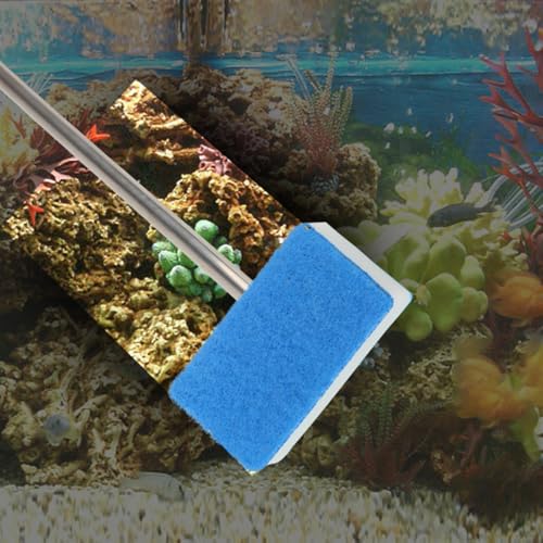 Yamibobo Long Handle Fish Tank Sponge Brush Extendable Aquarium Fish Tank Cleaning Set for Glass, Fish Tank Sponge Cleaner with 1 Sponge Pad