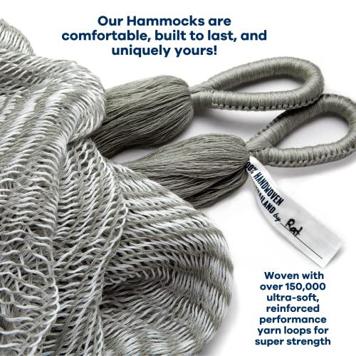 Handwoven Hammock by Yellow Leaf Hammocks - Family Size, Fits 2+ PPL, 550lb max - Weathersafe, Super Strong, Easy to Hang, Ultra Soft, Artisan Made - Color: Stripe Grey - White - color: Wellfleet- Grey and White, size: Fits 1-2+ People (550 lb. Capacity)