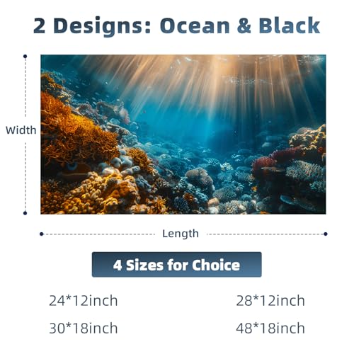 2 Pack Aquarium Background, 28×12 inch Vinyl Cloth Fish Background,Ocean & Black, for Fish Aquarium Decor Background - color: 2 pack, size: 28x12in