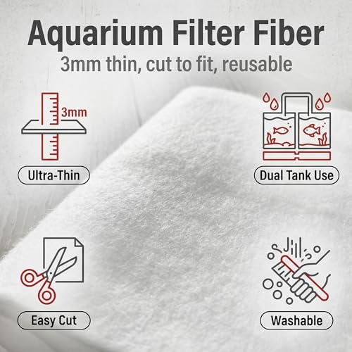 3mm Ultra-Thin Aquarium Filter Floss Pad | 100 Micron, Mechanical & Polishing Filter Media, Freshwater & Saltwater, Cut-to-Size for All Filters, 15.7" x 11.8"