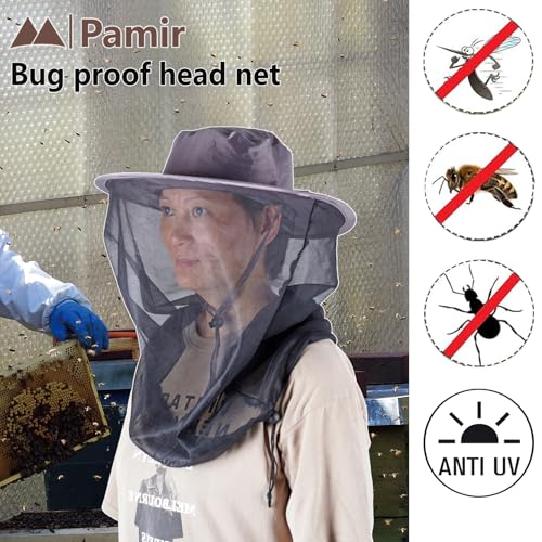 Mosquito Head Net Hat with Hidden Mesh Mask - UPF 50+ Sun Protection Safari Bucket Hat for Fishing Hiking Camping Men Women