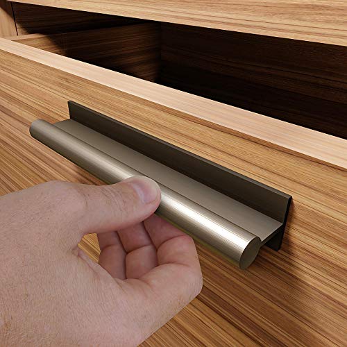 HRX Self-Adhesive Edge Fingerpull Door Handle - Easy to Install Screwless Peel and Stick on Glass, Wood, Metal, Plastic - Sliding Doors Knob for Kitchen Fronts, Drawers & Dressers Panels - 2 Pack - color: Stainless