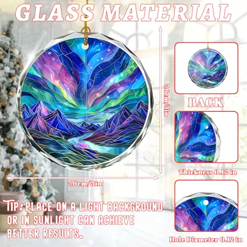 Northern Lights Stained Glass Ornament, Christmas Tree Decor, Northern Lights Ornaments for Christmas Tree, Holiday Presents, Gift Exchange - color: Northern Lights