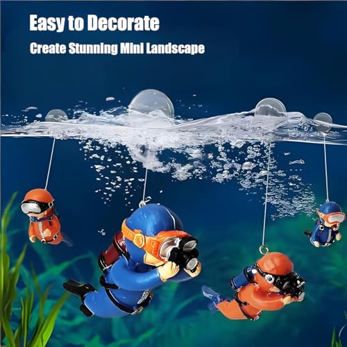 Floating Aquarium Decorations – Diver Fish Tank Floating Decor, Adjustable Floating Fish Tank Accessories for Betta Fish, Cute Aquarium Ornament (Diver Green) - color: Diver Green