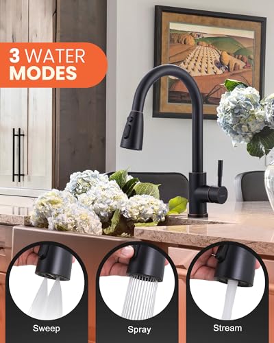 Bronze Kitchen Faucet with Sprayer, WOWOW Stainless Steel Kitchen Sink Faucet Oil Rubbed Bronze, High Arc Pull Down Kitchen Faucets for Sink - color: C: Oil Rubbed Bronze, style: Kitchen Faucet