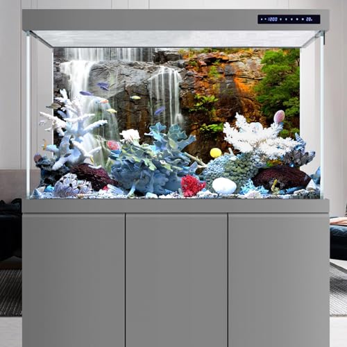 AWERT 36x24 inches Waterfall Terrarium Background Tropical Aquarium Background Mountain Lake Reptile Habitat Background - size: 36x24in/90x60cm