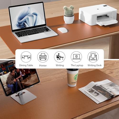 Aothia Leather Desk Pad Protector, Mouse Pad, Office Desk Mat, Non-Slip PU Leather Desk Blotter, Laptop Desk Pad, Waterproof Desk Writing Pad for Office and Home (Brown,23.6" x 13.7") - color: Brown, size: 23.6" x 13.7"