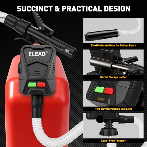 Battery-Powered Fuel Transfer Pump - 3.2 GPM No Spill Portable Gas Can siphon Pump with 3 Adapters, Extra Long Hose, Fuel Pump for Oil, Diesel, Gasoline (Batteries Not Included) - size: New Version