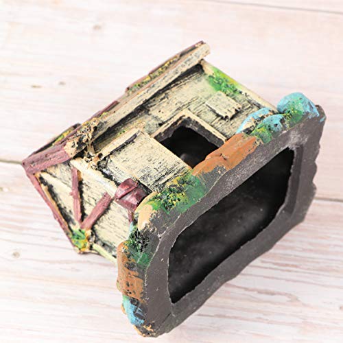 balacoo Aquarium Fish Tank Cave 5.11x3.34x4.72In Resin Fish Shelter Hideaway – Secure Hiding Spot for Stress Reduction – for Freshwater Tanks, Shrimp & Turtles