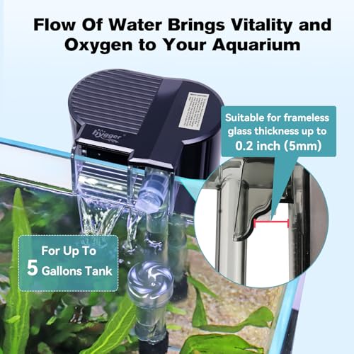hygger Hang On Back Aquarium Filter, Small Fish Tank Filter Waterfall Filtration System, Adjustable Water Flow with Surface Skimmer, Replaceable Sponge Quiet Hanging Filter for Tank Up to 5 Gal - size: S