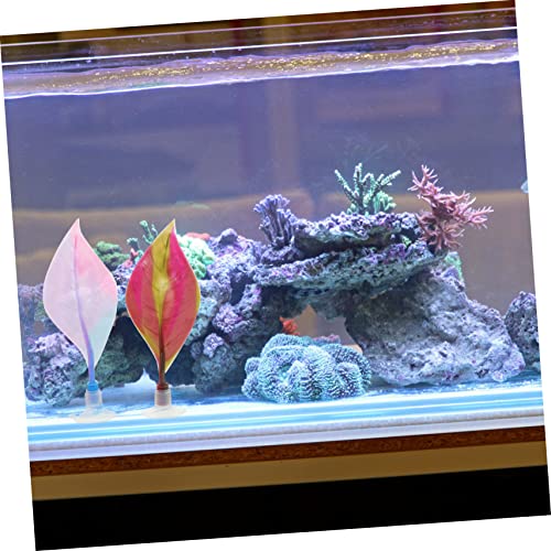 Happyyami 4pcs Decorate Fish Resting Bed Leaf Decor Aquarium Betta Fish Hammock Leaves Silicone Leaf Fish Tank Supplies Simulation Leaf Decor Fish Tank Sucker Fish Skin