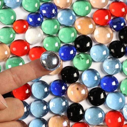 0.5LB Flat Glass Pebbles for Vase, Glass Gem Stones for Aquarium, Decorative Glass Rocks for Vase Filler Fish Tank Planter Crafts Birdbath and Valentines Day Decor - color: Mixed Color, size: 0.5LB