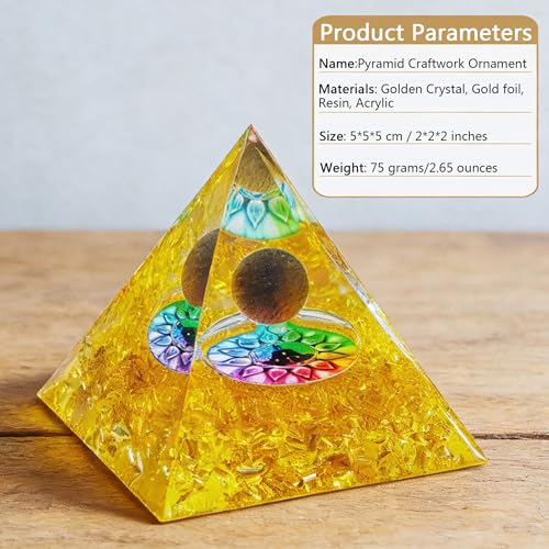 2inches Pyramid Decor Natural Crystal Energy Generator Pyramid Chakra Energy Crystal Pyramid Yoga Meditation Tool for Home Decoration Fengshui Ornaments Gift(2 inches Pyramid - Golden Crystal) - color: 2 Inches Pyramid - Golden Crystal