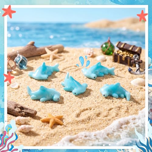 Geelin 50 Pcs Mini Resin Hammerhead Shark Figurines Tiny Resin Figurines Small Ornament Charms Figure Tiny Animals for Landscape Aquarium Garden Desktop Birthday Party - style: Hammerhead Shark