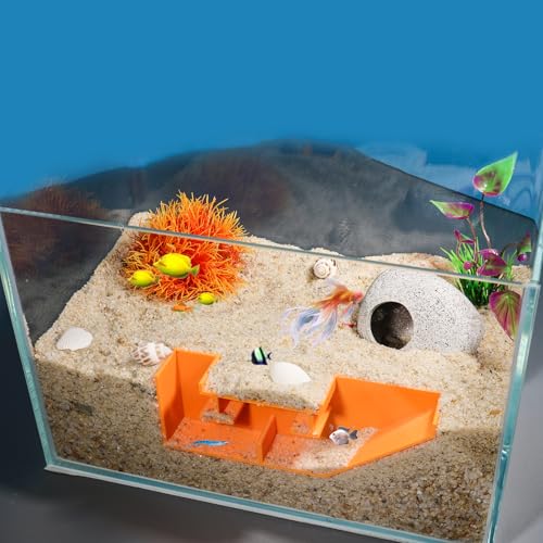 Aquarium Undergravel Fish Tunnel Cave Tunnel Fish Hide Fish Cave Corner Fish Tank Decorations Under Gravel Viewing Tunnel Fish Cave for Aquarium Hideout (Orange,Style 6) - color: Orange, style: Style 6