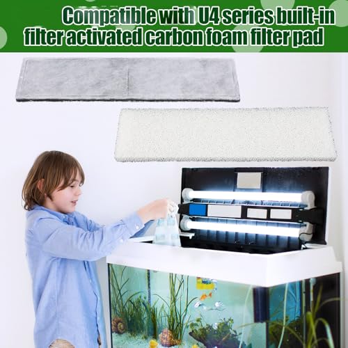 12 Pcs Carbon Filter Foam Pads and Foam Filters Compatible with U4 Range of Internal Underwater Sponge Aquarium Underwater Filter Accessories for Internal Replacement Aquarium Fish Tank